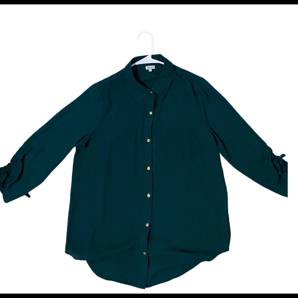 KISMET FOREST GREEN BUTTON DOWN SHIRT (M)